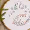 Fox in forest hand embroidery hoop