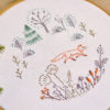 Fox in forest hand embroidery hoop