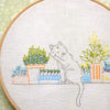 Windowsill garden cat hand embroidery hoop