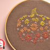 Floral pumpkin beginner hand embroidery hoop