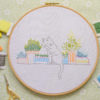 Windowsill garden cat hand embroidery hoop