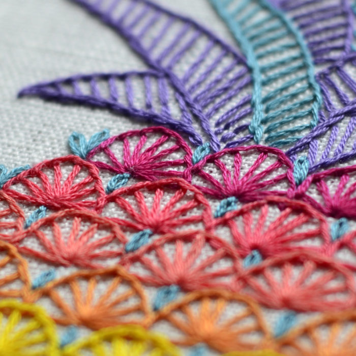 Pineapple rainbow hand embroidery stitches