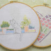 Windowsill garden cat hand embroidery hoop