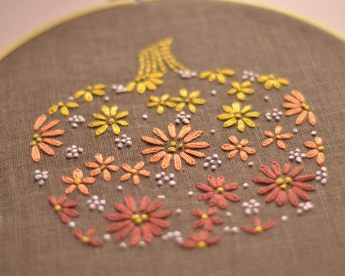 Floral pumpkin hand embroidery stitches