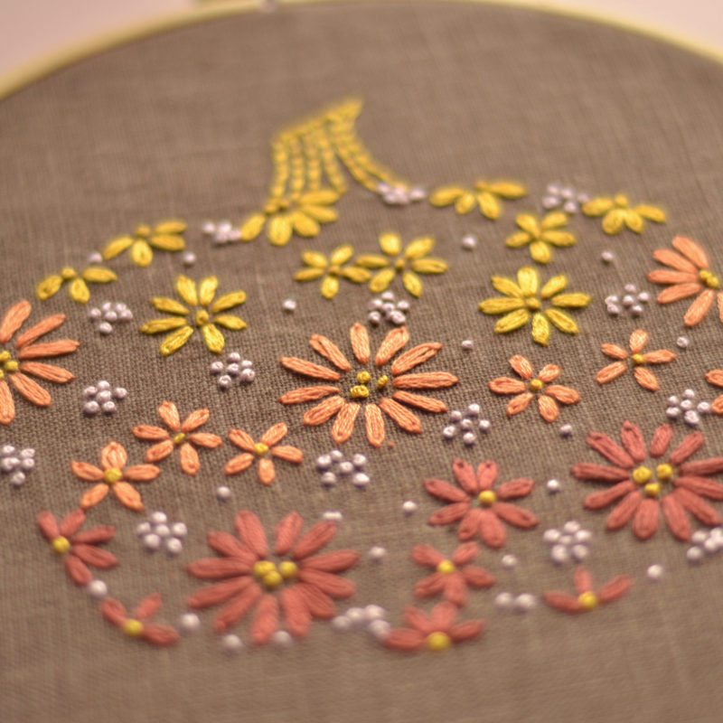 Floral pumpkin hand embroidery stitches