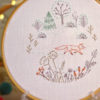 Fox in forest hand embroidery hoop