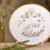 Fox in forest hand embroidery hoop