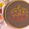 Floral pumpkin hand embroidery hoop