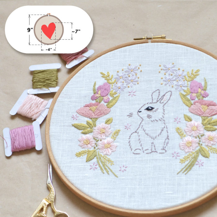 Easter floral rabbit hand embroidery hoop