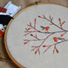 Hand embroidery with birds and berries