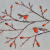 Hand embroidery with birds and berries