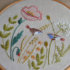 Poppy floral cute birds hand embroidery hoop