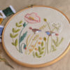 Poppy floral cute birds hand embroidery hoop