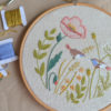 Poppy floral cute birds hand embroidery hoop