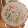 Poppy floral cute birds hand embroidery hoop