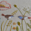 Poppy floral cute birds hand embroidery stitches