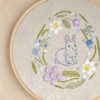 Bunny Easter rabbit spring flowers hand embroidery hoop