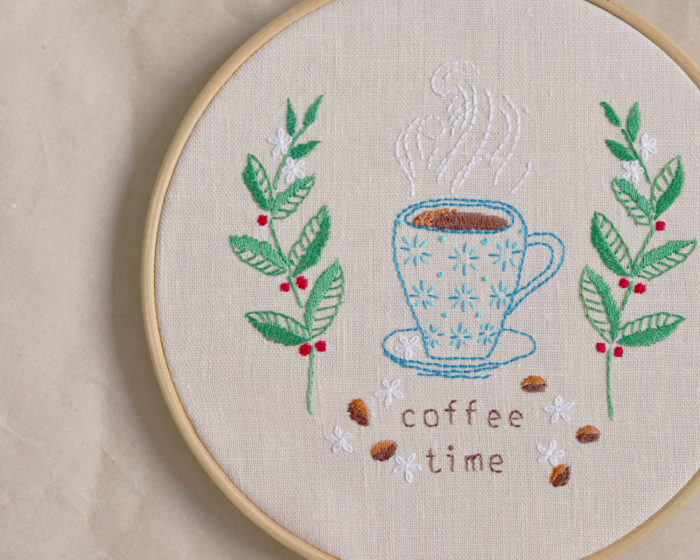 Coffee lover hand embroidery hoop