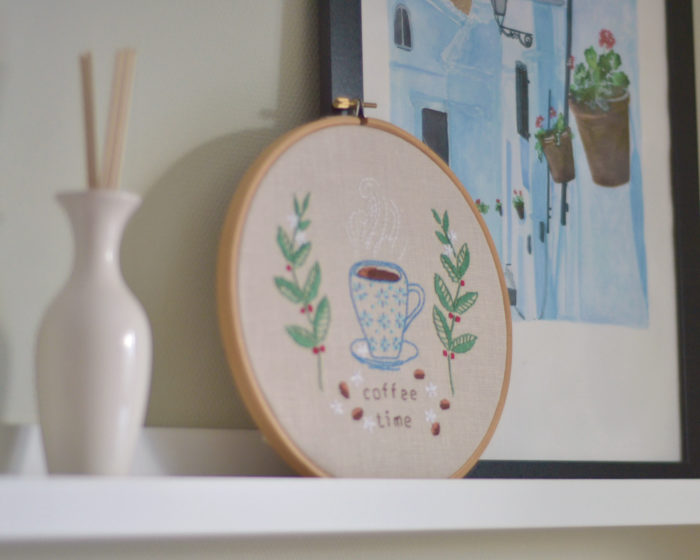 Coffee lover hand embroidery decor