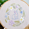 Bunny Easter rabbit spring flowers hand embroidery hoop