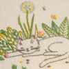 Cat in garden flowers hand embroidery stitches