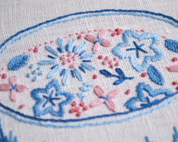 Floral cup hand embroidery stitches