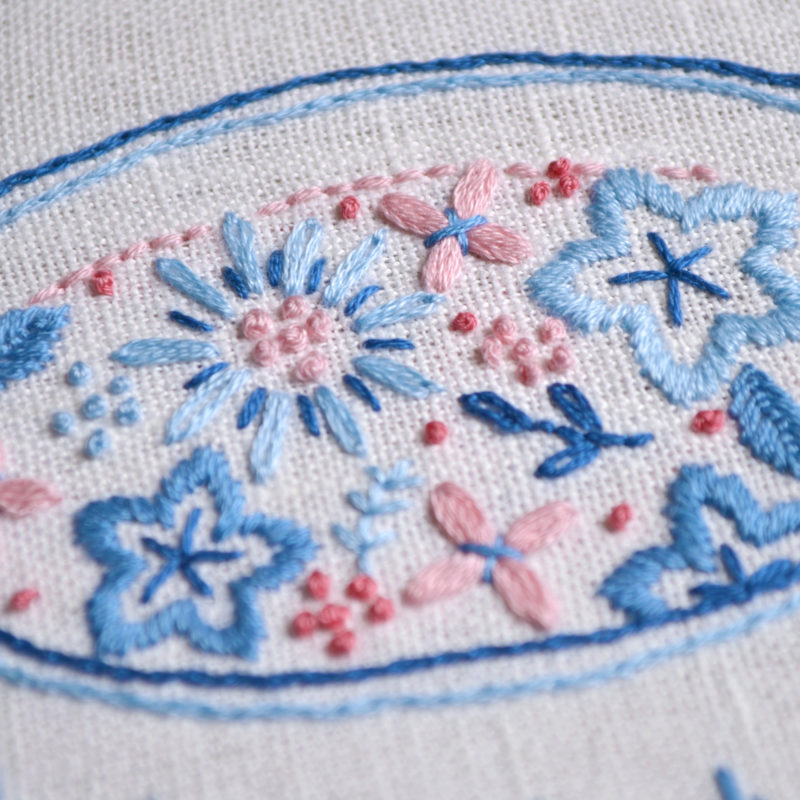 Floral cup hand embroidery stitches