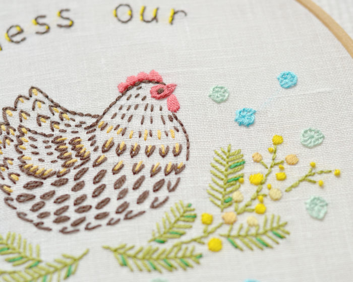 Easter chick floral hand embroidery stitches