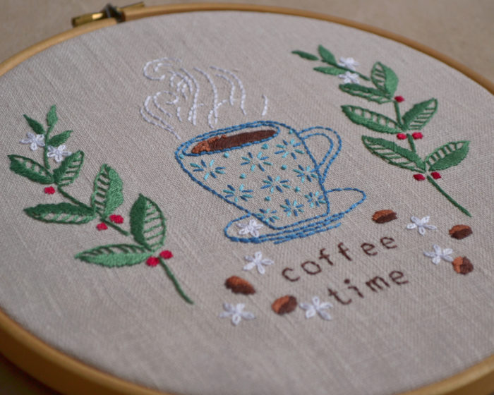 Coffee lover hand embroidery hoop