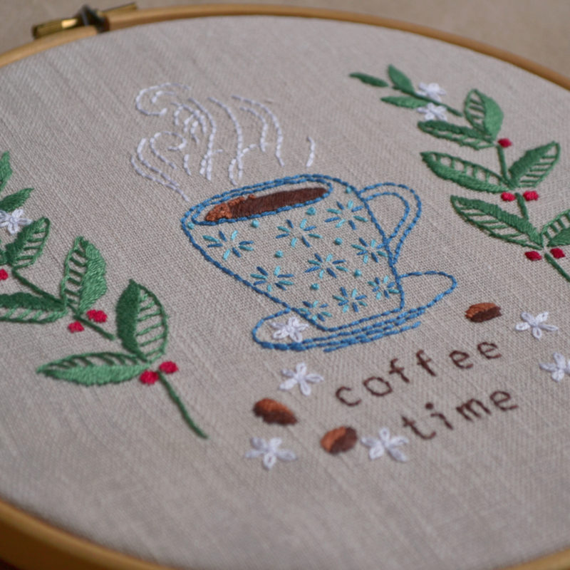 Coffee lover hand embroidery hoop