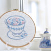 Floral cup hand embroidery hoop