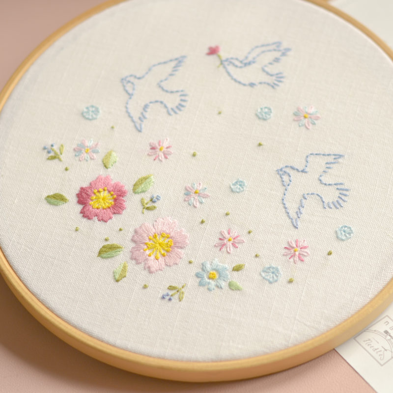 Floral spring birds simple hand embroidery hoop