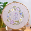 Bunny Easter rabbit spring flowers hand embroidery decor