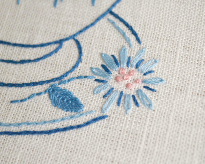 Floral cup hand embroidery stitches