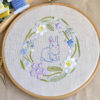 Bunny Easter rabbit spring flowers hand embroidery hoop