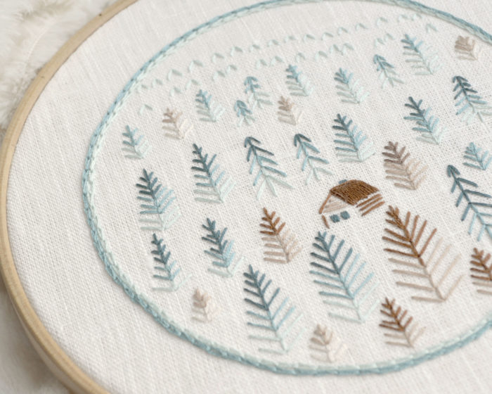 Forest hand embroidery hoop