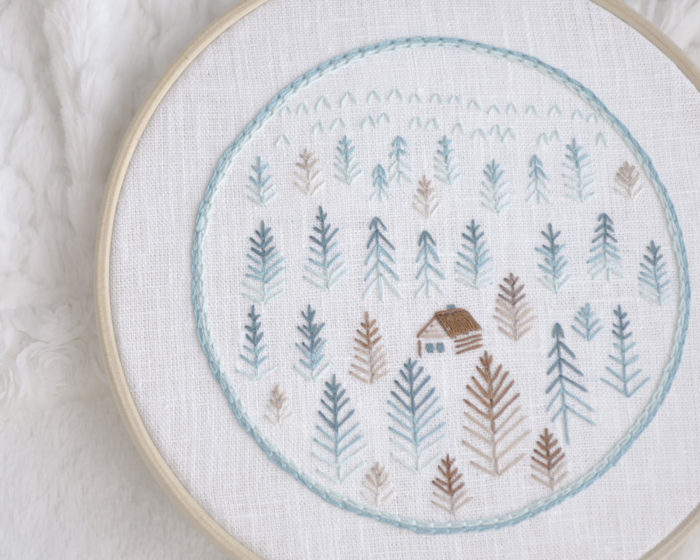 Forest hand embroidery hoop