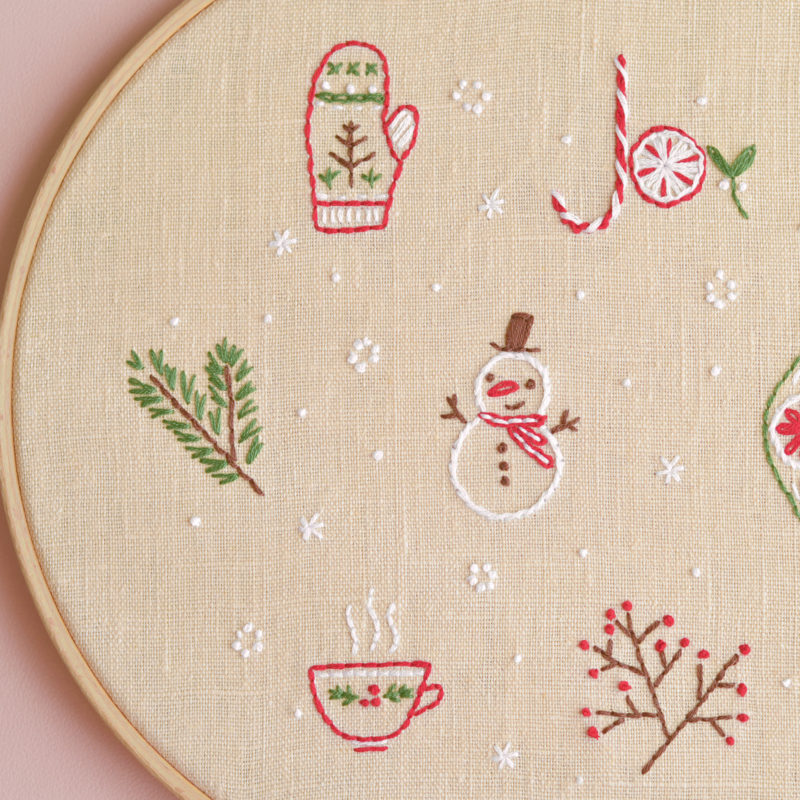 Snowman Christmas hand embroidery hoop