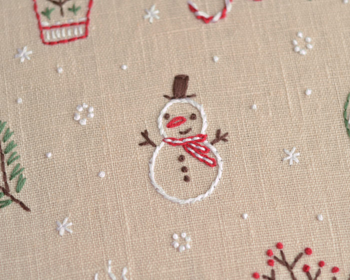 Snowman Christmas hand embroidery stitches