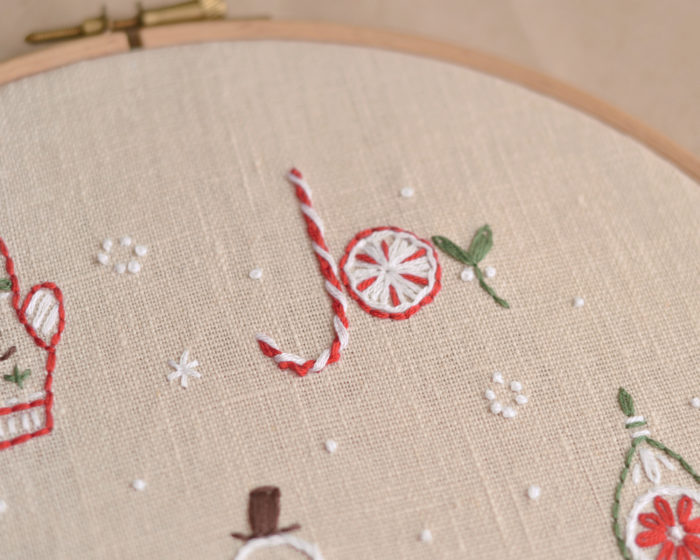 Snowman Christmas hand embroidery stitches