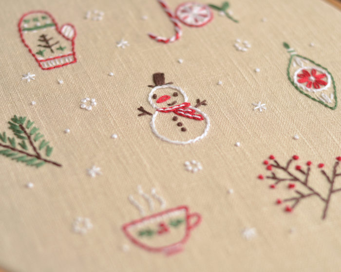 Snowman Christmas hand embroidery stitches