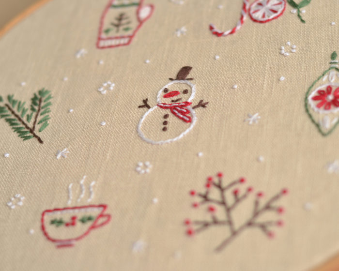 Snowman Christmas hand embroidery stitches