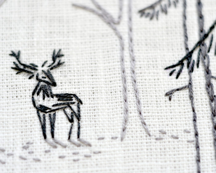 Woodland deer hand embroidery stitches