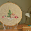 Cat under the Christmas tree hand embroidery