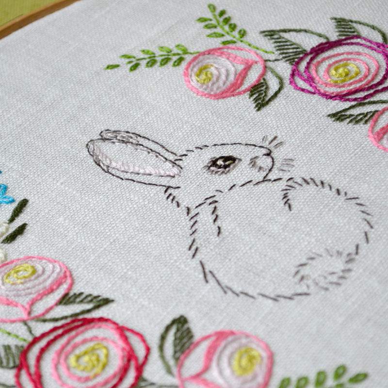 Easter rabbit hand embroidery stitches