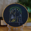 Cat on window Christmas hand embroidery hoop