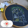 Cat on window Christmas hand embroidery hoop