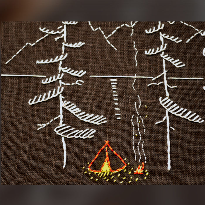 Camping time hand embroidery stitches