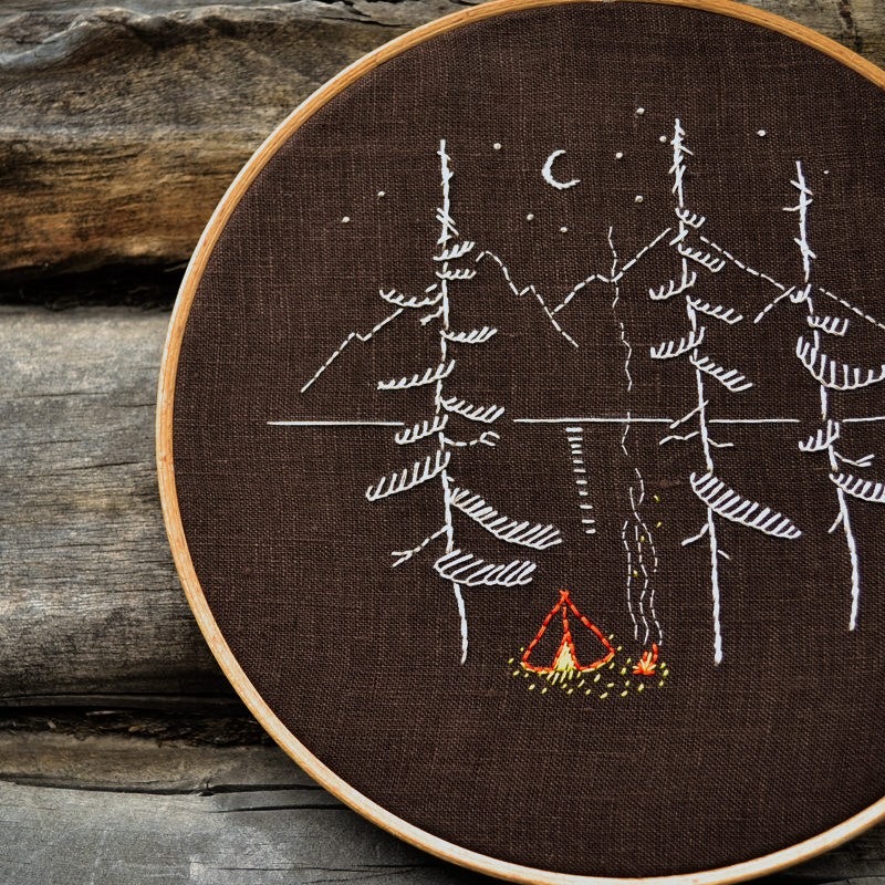 Camping time embroidery hoop