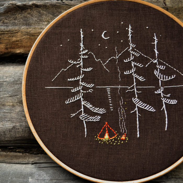 Camping time embroidery hoop